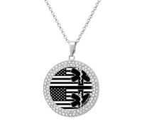 Emergency Medical Technicians U.S.A. Flag Women's Custom Pendant Necklace Round Diamond Necklaces Jewelry Gifts for Men Birthday