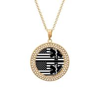 Emergency Medical Technicians U.S.A. Flag Women's Custom Pendant Necklace Round Diamond Necklaces Jewelry Gifts for Men Birthday