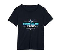 Emergency Nurse Code Blue Crew Response Team Gift T-Shirt, Women's Plus, Black, 4X