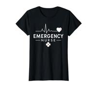 Emergency Nurse Heartbeat Medical Design Value Graphic T-Shirt, Women, Black, XL