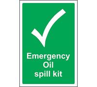 Emergency oil spill kit Safety sign - Self adhesive sticker 300mm x 200mm