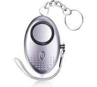 Emergency Personal Safety Alarm, 140DB Security Alarms Keychain with LED Light, Portable Defence Alarm, Self-Protection Loud Alarm, Panic Alarm for Men, Women, Children and Elders (Silver).