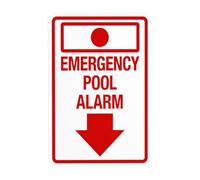 Emergency Pool Alarm Warning Sign, Pool Security Metal Signs for Home Busines Outdoor Indoor Road Yard Garage Street Wall Caution Decor 8 x 12 Inch