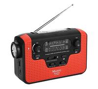 Emergency Radio FM/AM/SW Bluetooth Hands-Free Calling Noise-Canceling Speaker with LED Flashlight Solar Hand Crank Power USB Charging TF Card Music Playback for Outdoor Emergency Use Red