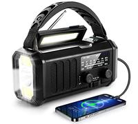 Emergency Radio, Solar Powered AM/FM Weather Radio with 10000mAh Battery, LED Flashlight and Cell Phone Charger for Indoor/Outdoor Use