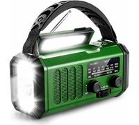 Emergency Radio with Solar and USB Charging Active Peaks Wind Up Radio Solar Battery Torch Rechargeable 10000mAh Portable AM FM WB Radio with LED Lamp Compass for Travel Outdoor Emergency Kit (Green)