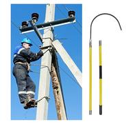 Emergency Rescue Pole with Body Hook, Heavy Duty Portable High Voltage Electrical Safety Life-Saving Pole Bar, Anti-electrocution 3.2cm Thick Fiberglass Life-Saving Pull Rods(Yellow,2m/6.5ft)
