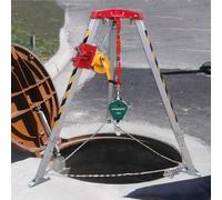 Emergency Rescue Tripod,7ft Confined Space Rescue Tripod Kit - Scalable Legs, Safety Chains & Fall Arrester for Emergency Access to Wells, Sewers & Underground Pipes - Durable & Reliable