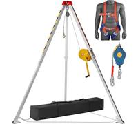 Emergency Rescue Tripod,Aluminum Alloy Confined Space Tripod Kit - Heavy-Duty Emergency Rescue Stand with Safety Rope, Multi-Function Design for Safe Entry & Access in Tight Spaces