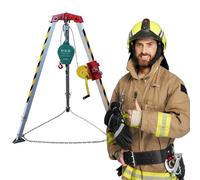 Emergency Rescue Tripod,Confined Space Tripod Rescue System with 1200lbs Winch & Fall Protection Harness, Portable Emergency Tool for Manhole & Sewer Rescue, Construction Firefighting Equip