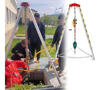 Emergency Rescue Tripod Kit, Adjustable Aluminum Tripod with 2600 lbs Winch for Human Life Saving in Tunnels, Shafts, and Ditches - Essential Rescue Tool