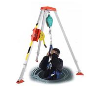 Emergency Rescue Tripod Kit for Confined Space, Fall Arrest System with Self-Lock Device, Portable Aluminum Hand Winch, 30m Wire Rope for Fire Fighting & Lifesaving