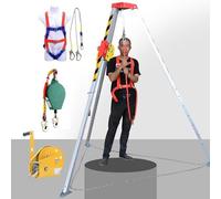 Emergency Rescue Tripod with Safety Belt and Winch, Foldable Lifting Equipment for Confined Space Operations, Portable Rescue Solution for Quick Response