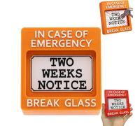 Emergency Resignation Box, Break Glass for Two Weeks Notice Desk Sign, Funny Office Decor Gag Gift, Quit Job Humor Display Frame for Coworker Boss Employee Workplace Decoration (#Orange)