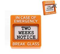 Emergency Resignation Box - Break Glass for Two Weeks Notice, Funny Office Desk Decor with Stress Relief Humor, Creative Quit Job Gag Gift for Coworkers, Boss, Employee Workplace (A)