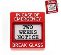 Emergency Resignation Box | Break Glass For Your Two Weeks Notice, Hilarious Job Quit Warning Sign, Office Desk Decor for Desk, Shelf, or Workstation, Funny Gag Gift for Coworkers (Red)