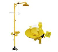 Emergency Shower Eye Wash Station, Safty Shower Combination Eyewash Shower Station with Triangle Pull Rod, 304 Stainless Steel Eye Wash System, for Industrial, Lab Use(with Pedal)