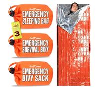 Emergency Sleeping Bag 3 Pack for Survival Gear and Supplies Life Bivy Sack Waterproof Mylar Emergency Blankets for Survival Kit Car Camping Gear Hiking Tac Bivvy Go Bag Supplies Sleep Sacks Shelter
