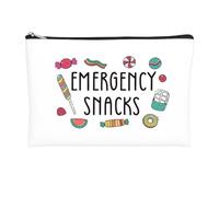 Emergency Snacks Print Rectangular Toiletry Bag with Zipper - Versatile Pencil Case & Travel Organiser for All Ages, Colourful Candy Graphics on Durable Smooth Fabric, Ideal for School, Office &