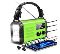 Emergency Solar Crank Radio 20000mAh AM/FM NOAA Portable Weather Radio with USB Charging, Mobile Phone Charger, SOS Alarm and Flashlight Reading Lamp, Headphone Jack, Compass for Survival Camping
