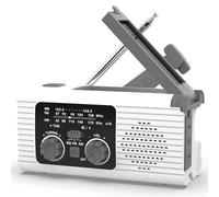 Emergency Solar Hand Crank Radio, 4000mAh Battery, Cellphone Charger & Reading Light, SOS Alarm, Charging and Lighting Disaster Preparedness Radio for Outdoor Camping, Survival, Hiking, Power C white