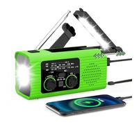 Emergency Solar Hand Crank Radio, All Weather Radio with Led Flashlight, Reading Light, Battery Backup, Sos Alarm, and Cellphone Charger for Outdoor Use Green