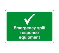Emergency spill response equipment - safety sign - High tack self-adhesive sticker (300mm x 200mm) Viewing Distance within 7m.