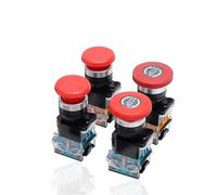 Emergency Stop 10A 380V 22mm Self-Locking Head Power Control Push Button Switch 1 NO NC LA38-11ZS 1Pcs(Silver Contact-STOP)