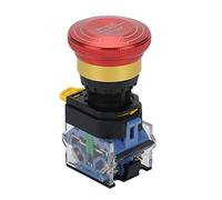 Emergency Stop Button 10 Amp 22mm Latching Push Button Switch, Aluminum Alloy Round Emergency Stop Switch, IP65 Waterproof Self-Locking E Stop Emergency Shut Off Switch, 1NO 1NC 440V (Type A)(Type A)