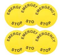 Emergency Stop Button Label Safety Decal PVC Yellow 6pcs for Equipment | Simple Installation, Fade Resistant Pvc, Easy Identification for Electronic Devices and Mechanical Equipment