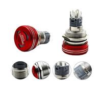 Emergency Stop Button Switch 16mm Momentary Metal Waterproof Red 19mm 22mm 1NO1NC Anti-slip Emergency Stop Switch with light(HARNESS CONNECTOR,RED GREEN LED_1NO1NC_3-6V)