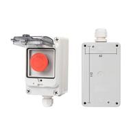 Emergency Stop Control Box Outdoors Button Switch Cassette Tape Protect Shield Waterproof Urgent Stop Button Control Box Ip67(2,1NO 1NC)