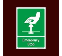 Emergency Stop Green Plastic Sign - First Aid, Box, Eye Station, Aider, Spill, located - (FAID33)