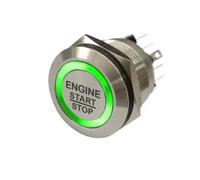 Emergency Stop Power Button 19mm 22mm 25mm 30mm - Illuminated Engine Start Stop Switch, Momentary Push Button,1pcs(Green,22MM 3-6V)