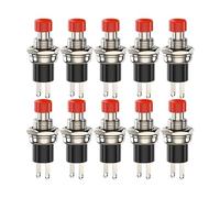 Emergency Stop Power Button - Momentary Push Button Switch 3A 220VAC - SPST with Black and Green Caps - Pack of 10 Mini Pushbuttons