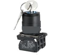 Emergency Stop Power Button XB4 22mm Key Select Knob Switch - 2/3 Position Self Locking Momentary Reset Stop Switch 10A - 1PCS(2NO 3Position Self-reset)