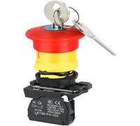 Emergency Stop Power Button XB4 22mm Key Select Knob Switch - 2/3 Position Self Locking Momentary Reset Stop Switch 10A - 1PCS(2NC Key Emergency stop)