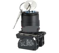 Emergency Stop Power Button XB4 22mm - Key Select Knob Switch, 2/3 Position Self Locking Momentary Reset, 1PC(2NO 2 Position Self-lock)