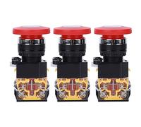 Emergency Stop Push Button, Industrial 3PCs Set, 22mm, 440V 10A, Engineering Plastic - High Protection Level, Easy Installation, Ideal for Safety Control