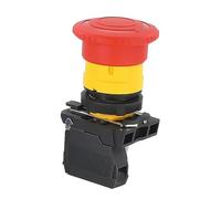 Emergency Stop Push Button Switch, 22mm Mount, Latching Turn to Release, Plastic Mushroom Head, 10A, Industrial Control Switch, 1 Pc, 2NO Variant(C,1NO 1NC)