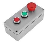 Emergency Stop Push Button Switch, Durable Aluminum Alloy Weatherproof 3-Button Station with 1NC1NO Contacts for Industrial Machinery Outdoor Use