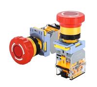 Emergency Stop Push Button Switch with Light 22mm Button Mushroom Head Self Locking Latching Power Switch Knob Switch Red AC220V(1NO1NC Without Light,24V)