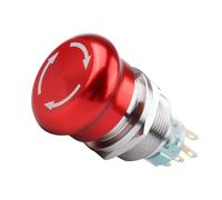 Emergency Stop Switch 16mm Red Mushroom Head with Arrow Emergency Stop Metal Push Button Switch Self-Locking/Latching Waterproof Dustproof(No Stop,3Pin NONC)
