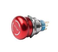 Emergency Stop Switch 16mm Red Mushroom Head with Arrow Emergency Stop Metal Push Button Switch Self-Locking/Latching Waterproof Dustproof(Stop,6Pin 2NO2NC)
