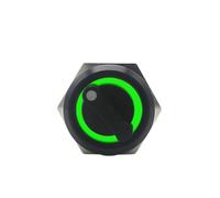 Emergency Stop Switch 19MM 220v lf-Return Self-Locking Waterproof DPDT Illuminated Metal Selector Knob Rotary Switch 2 3 Position LED Lamp(Green Led,2 Position Momentary) Controls Switches