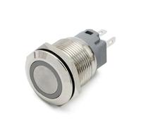 Emergency Stop Switch 19mm Waterproof Metal Push Button Switch LED Light Anodize Oxide Black Momentary Latching Car Engine PC Power Switch 3-6V(Yellow LED,Latching)