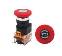 Emergency Stop Switch 1PCS LA38-11ZS Self-Locking 22mm Power Push Button Switchstop Mushroom Head Switch(Stop)