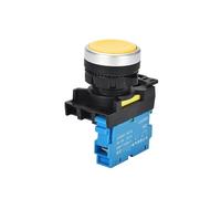 Emergency Stop Switch 22mm LA36M Push Button Switch Momentary Reset Self Locking Power Button Switch Yellow 12V 24V 220V 10A(Self-Locking,1NO)