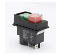Emergency Stop Switch KJD17 KJD17B 6pis 230V 16A Electromagnetic Pushbutton Switch Magnetic Solenoid Push Button Switches for Power Tools(4pins)