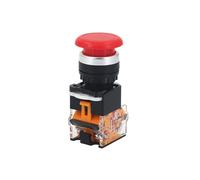 Emergency Stop Switch Momentary Mushroom Cap Push Button Switch Self Reset No Lock Round 1NO1NC Button Silver 22mm LA38-11M 1PCS(Red,Self-Recovery)